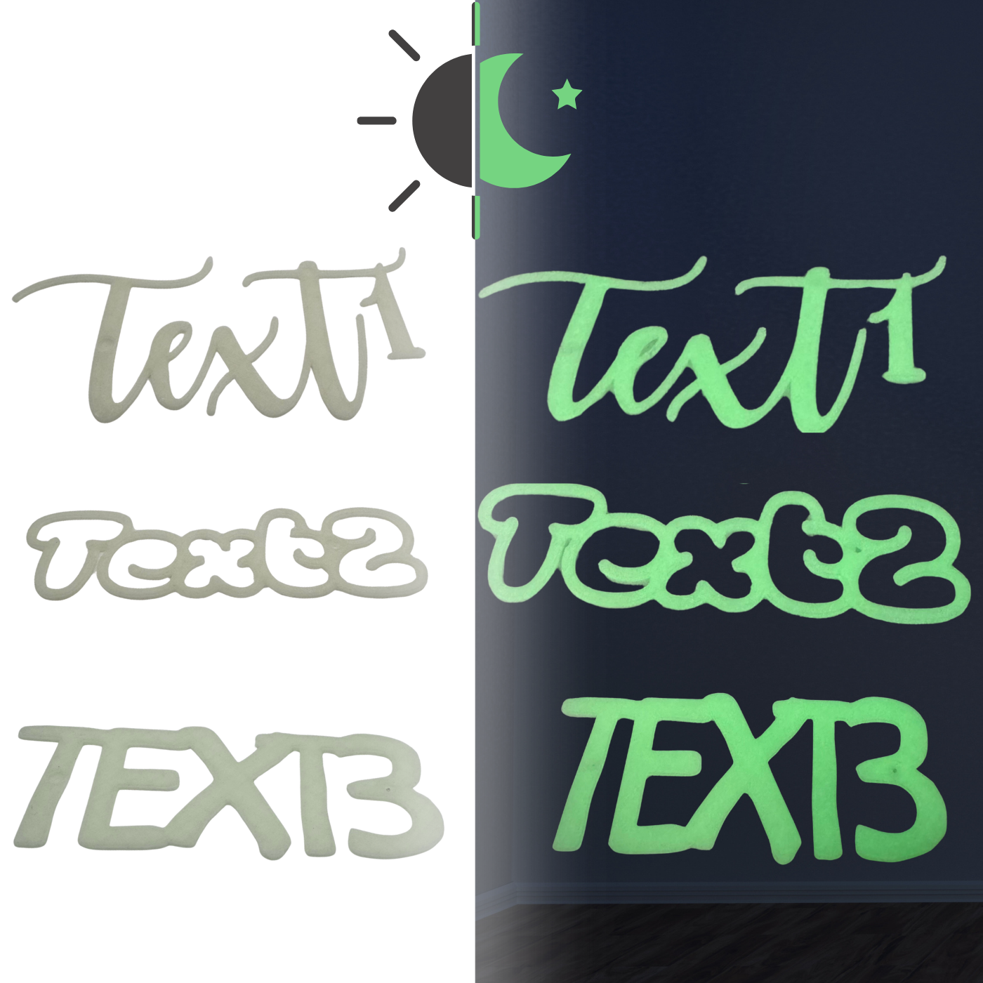 Leuchtender 3D-Name – Glow in the Dark