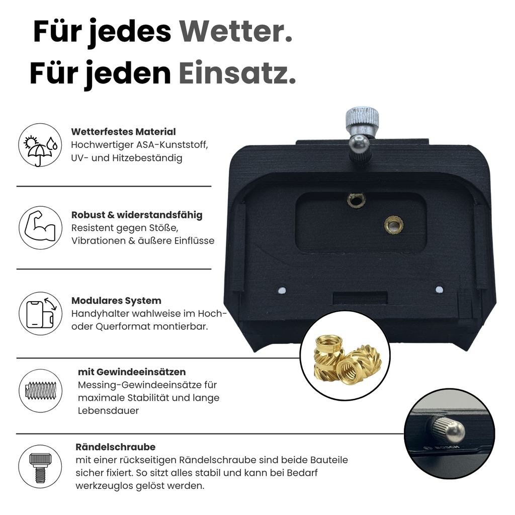 Universal 2.0 Halterung für Bosch SmartphoneHub / COBI.Bike E-Bike – Handyhalter Adapter mit Hochkant- und Querformat-Funktion