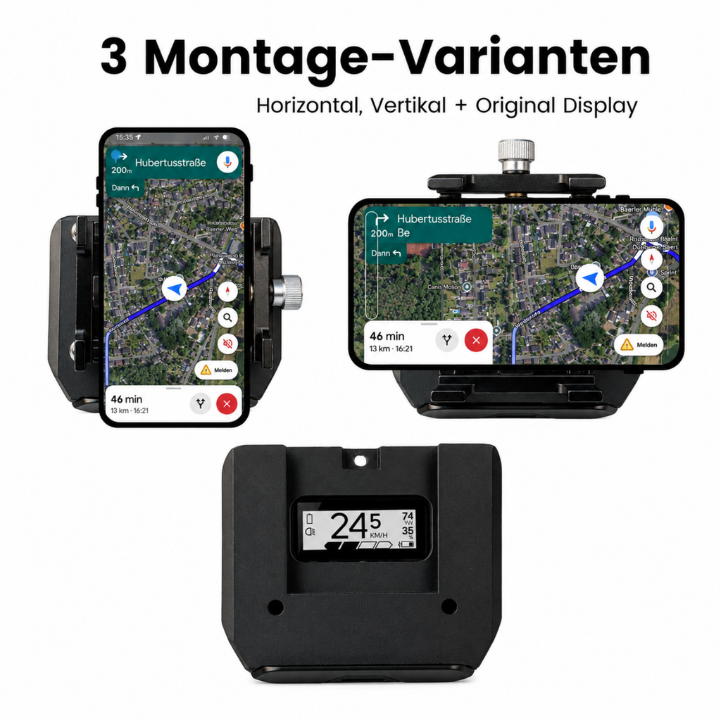 Universal 2.0 Halterung für Bosch SmartphoneHub / COBI.Bike E-Bike – Handyhalter Adapter mit Hochkant- und Querformat-Funktion