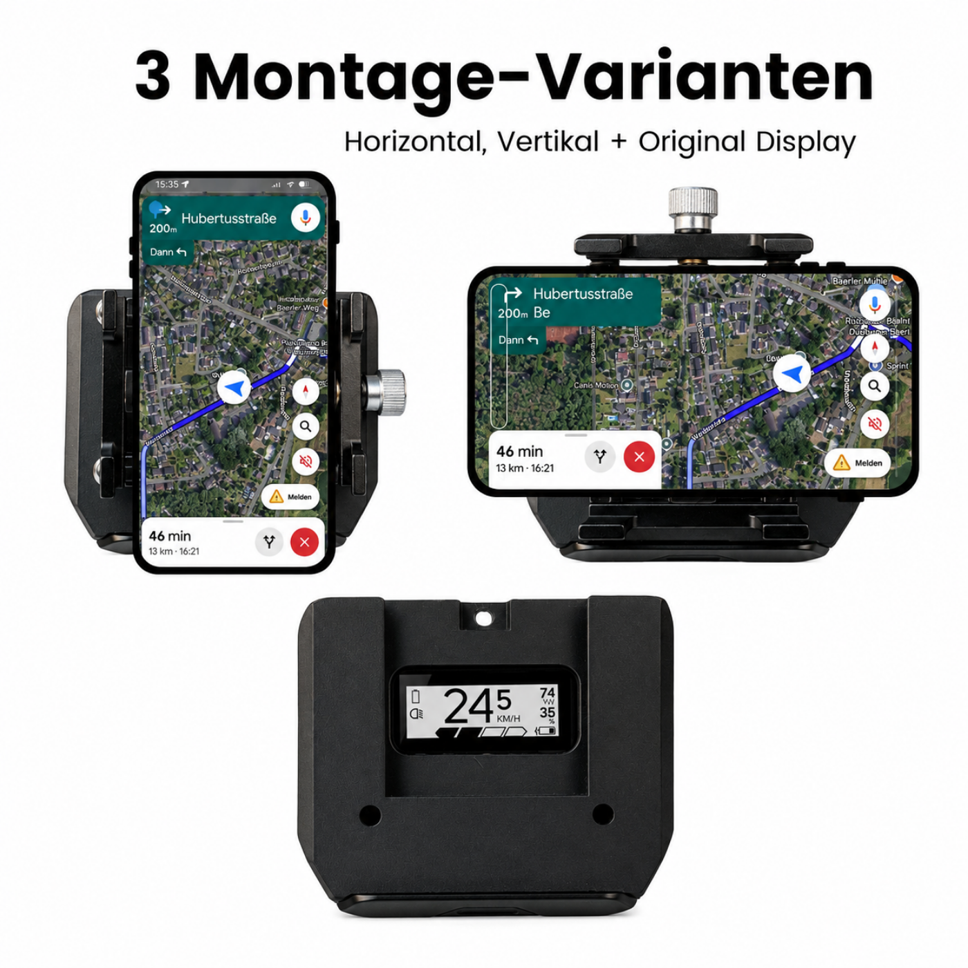 Universal 2.0 Halterung für Bosch SmartphoneHub / COBI.Bike E-Bike – Handyhalter Adapter mit Hochkant- und Querformat-Funktion