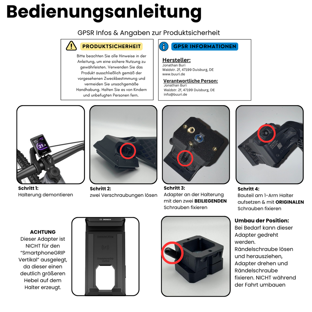 Werkzeuglos Drehbarer 90 Grad Adapter passend für Bosch Smartsystem/Smartphone Grip & KIOX 300/500