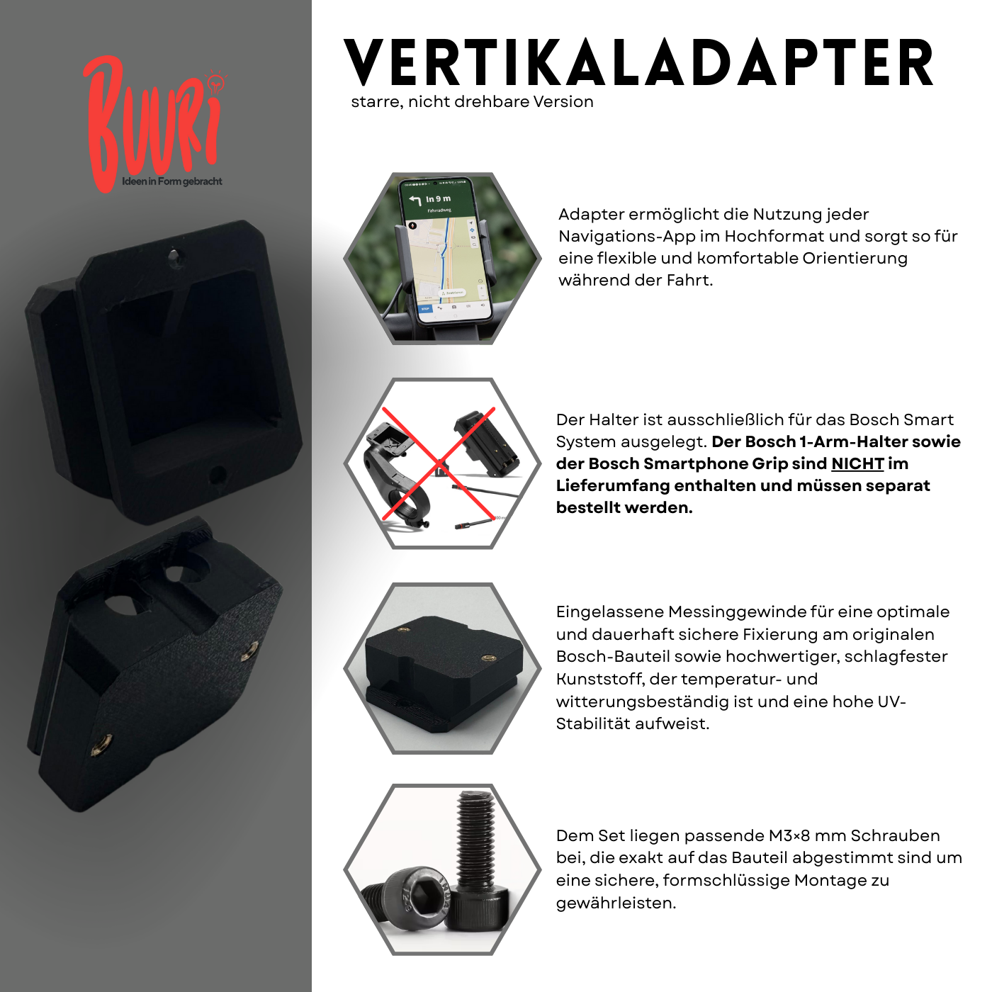 90 Grad Vertikal Adapter passend für Bosch Smartsystem/Smartphone Grip & KIOX 300/500